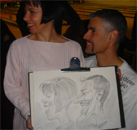 caricature d'un couple lors d'une soiree à Lyon 69